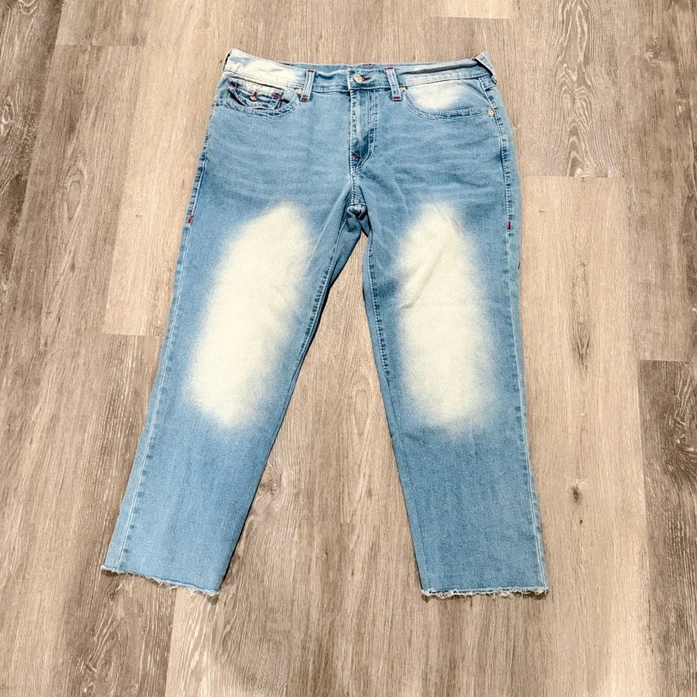 True Religion Ricky Flap Relaxed Straight Big T Straight Jeans Light Blue 36